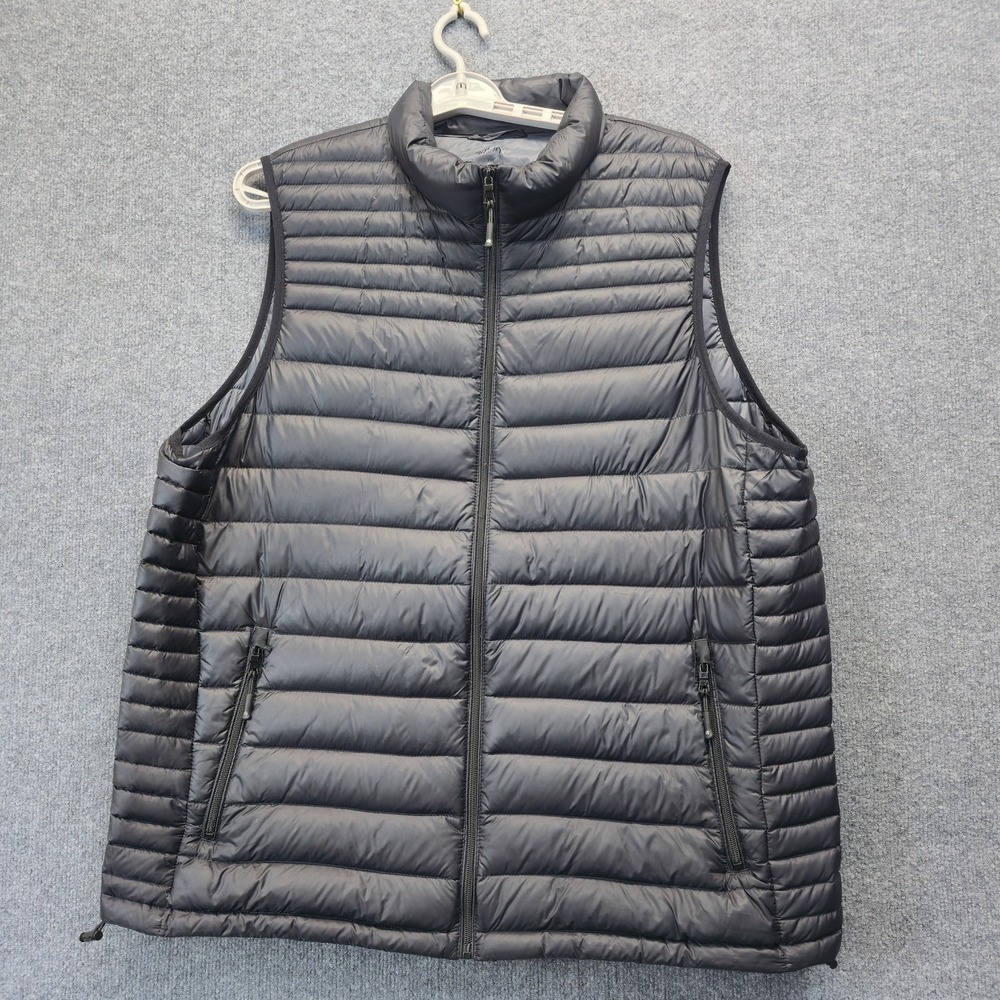 Solaris Puffer Vest Mens 2XT Black Natural Down Nylon Quilted Zip Pockets